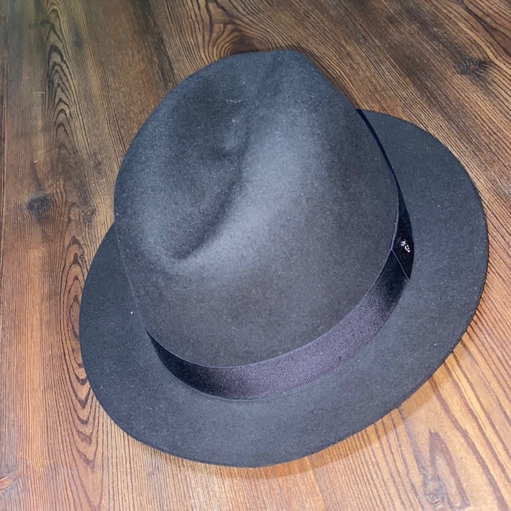Helen Kaminski XY Beaver Rabbit Fur Felt Fedora Hat SIZE L Charcoal Wide Brim